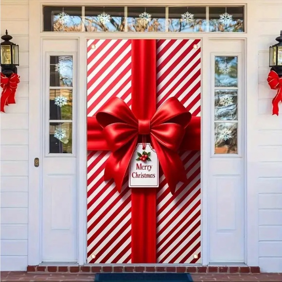 2D Door Banner - Durable Festive Red and Green Ribbon Christmas Door Banner 2D - Picture 3 of 6